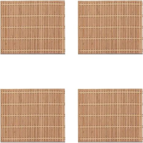 Ensemble de 4 sets de table en bambou, sous-verres carrés en bois, thème nature. (1/4)