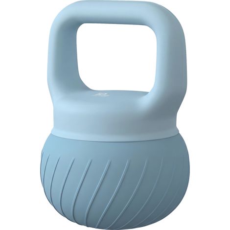 Kettlebell de 10 kg rempli de sable métallique et doté d'une poignée antidérapante pour l'entraînement, 25 x 25 x 31,5 cm, bleu clair (1/5)
