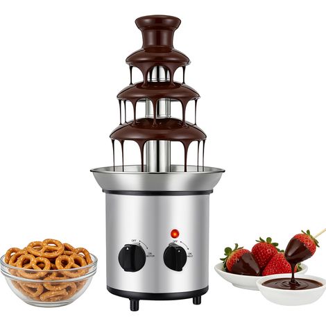 Fontaine à chocolat à 4 niveaux Grand ensemble à fondue pour le chocolat Fontaine à chocolat électrique Ensemble à fondue au chocolat pour fête, mariage et anniversaire (1/5)