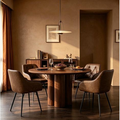 Lot de 2 chaises de salle à manger marron foncé en similicuir avec accoudoirs ergonomiques (1/5)