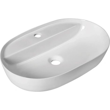 Lavabo da appoggio in ceramica bianca con foro rubinetteria modello ventus 60 60,5x40,5x13,5  cm BARBOTTINA