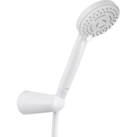 TATAY Kit ducha soporte de ABS blanco, de 3 funciones, incluye soporte multiposicion y flexo de PVC blanco de 1,5 m (1/3)