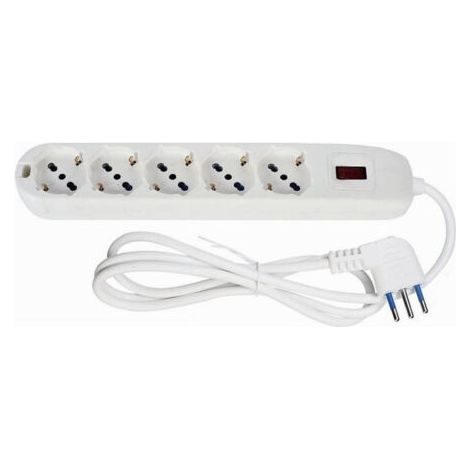 Multipresa 5 Uscite Universali Spina 10a Cavo 1.5mt Ciabatta Colore Bianco 80185n (1/2)