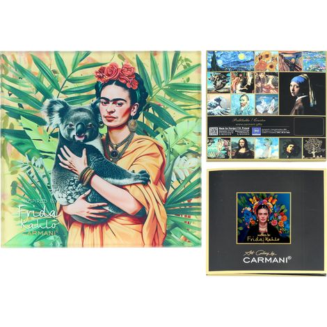 Carmani, posavasos de cristal de 11,5 x 11,5 cm inspirado en las pinturas de Frida Kahlo. (1/5)