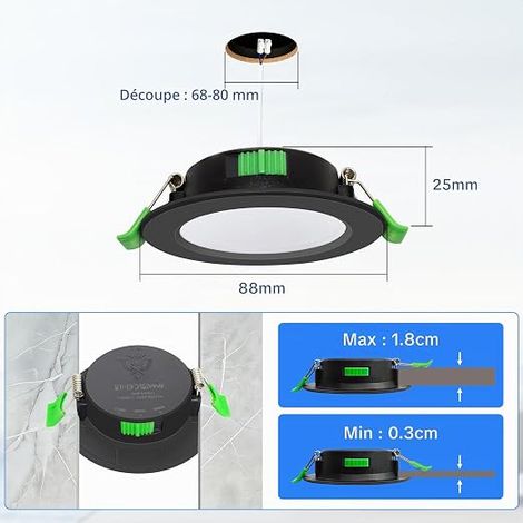 Spot LED Encastrable 230V 5W Extra Plat Spots de Plafond (1/4)