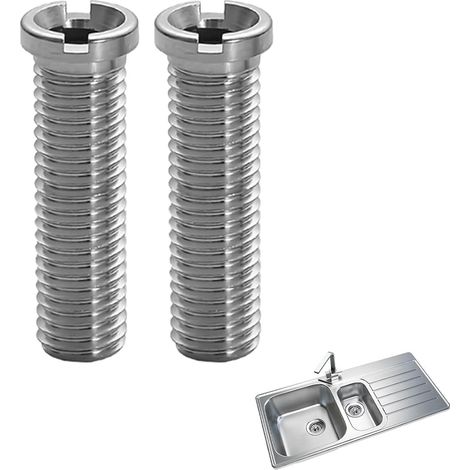 2 x Hollow Screws for Sinks, Kitchen Sink Accessories, Hollow Screw M12 x 35 mm 304 Stainless Steel for Kitchen Sinks, Silver Screws for Sink Basket for Bathroom Sinks (1/5)
