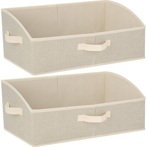 Boîtes de Rangement en Tissu 28L - Lot de 2 - Panier Pliable 50x28.5x20cm avec Poignées - Grand Cube Ouvert pour Vêtements, Jouets, Livres, Armoire