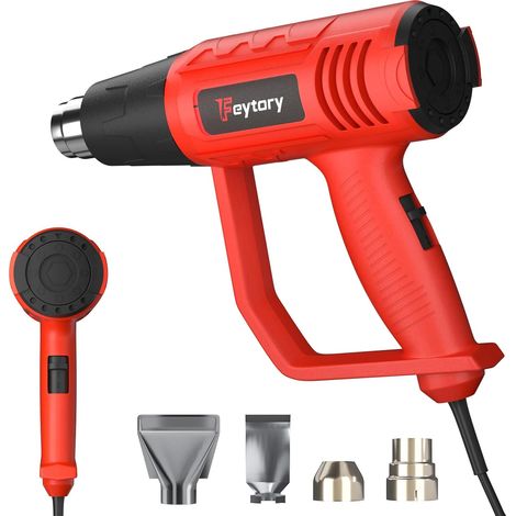 Pistolet à air chauffant électrique, outil de pistolet à air chaud 2000W, deux modes de température de 300℃ et 600℃, adapté au retrait du PVC, au traitement du vernis, au bricolage, etc., rouge (1/5)