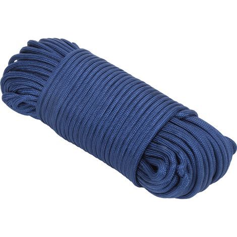 Corde d'escalade robuste 10 brins pour sauvetage et séchage en extérieur - Bleu marine (1/5)