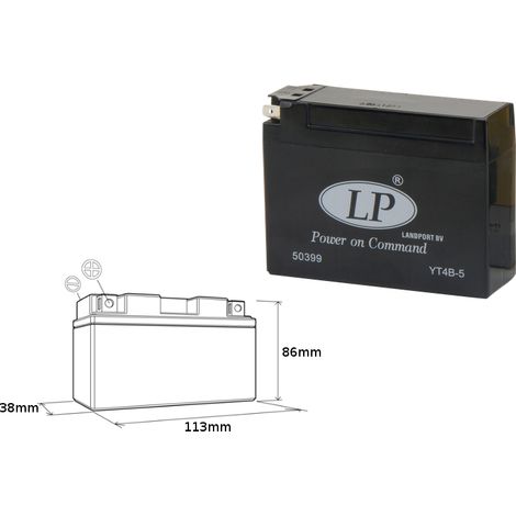 BATERÍA LANDPORT YT4B-5 (MS LT4B-5) 12V 2.5AH 114X39X86 SIN MANTENIMIENTO - DE CARGA INUNDADA (15)