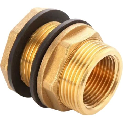 Raccord de Réservoir en Laiton Massif, Connecteur Fileté 3/4" Mâle x 1/2" Femelle, Joint Étanche pour Réservoir d’Eau, Aquarium, Bassin, Cuve (1/4)