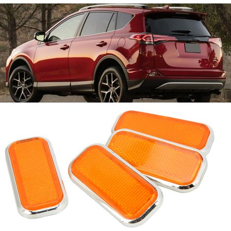 4 autocollants réfléchissants rectangulaires universels ABS orange pour voiture et moto (1/5)