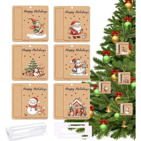 Porte-Billets Sapin de Noël 6 Pièces Lutin Renne en Bois Mignon (1/5)
