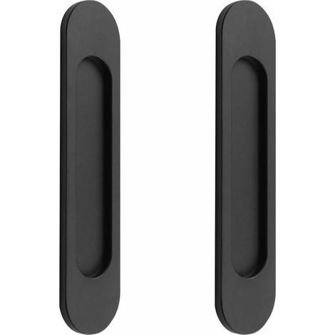 Poignée de porte coulissante ovale autocollante en alliage d'aluminium noir mat, sans perçage, pour portes de grange, fenêtres et armoires coulissantes RUIOIU