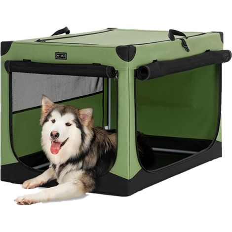 Faltbare Hundebox mit 3 Türen und Aufbewahrungstasche, Grün XL (1/5)