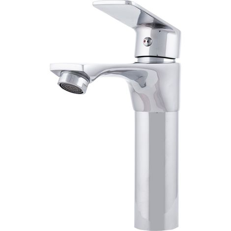 Grifo Lavabo Latón/Zinc, Cromado, Agua Caliente-Fría, Latiguillos, Caño Bajo, Monomando [QLI-FA-7862