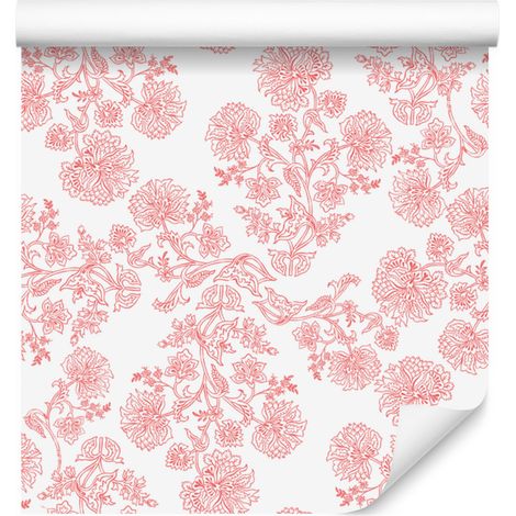 Papier peint Fleurs Corail, Centre Corail pour Salon et Chambre 50x1000 cm (1/5)