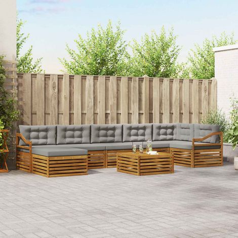 vidaXL Outdoor-Sofagarnitur mit Kissen 8 pcs Natürlich und Hellgrau (1/5)