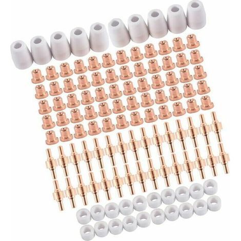 100 PCS Plasma Tip Buse électrode,Plasma Decoupe Electrode Tip Buse,Air Decoupe au Plasma Consommables,Decoupeur Plasma pour LG-40 PT-31 CUT40 CUT50 (1/5)