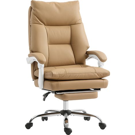 Bürostuhl Ergonomischer Schreibtischstuhl mit Lendenwirbelstütze, Fußstütze Hellbraun (1/5)