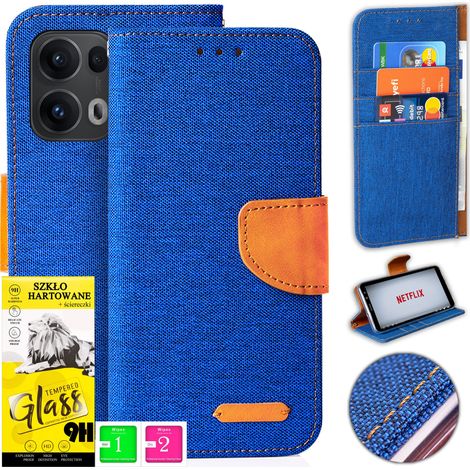 Étui pour Oppo Reno 13 Pro 5G en toile avec porte-cartes magnétique et verre trempé 9H (1/5)