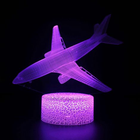 Lámpara de noche con forma de avión 3D Touch Harry, 16 colores, control remoto, regalo para niños, cumpleaños y Navidad. (1/4)