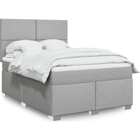 Boxspringbett mit Matratze Hellgrau 140x200 cm Stoff vidaXL (1/5)