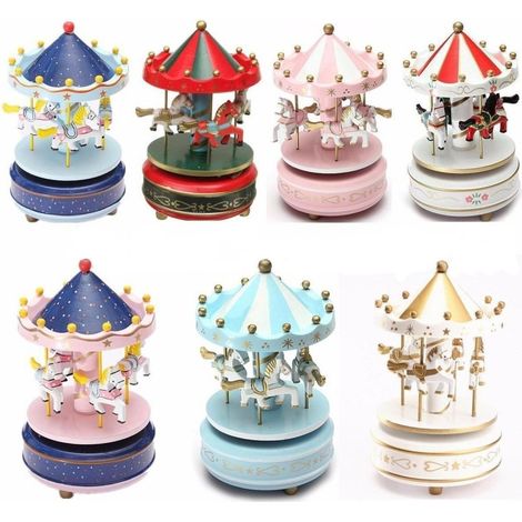 TrAdE Shop Traesio - Carillon Giostra Music Box Musica Melodia Cavalli Cavallo Cavalluccio Colorato - (1/2)