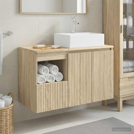 vidaXL Bathroom Furniture Set 2 pcs Sonoma Oak Engineered Wood (1/5)