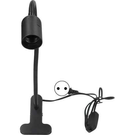 Douille à pince E27/E26 pour lampe de bureau, lampe de lecture nocturne, support pour lampe de chevet, pour chambre ou dortoir, prise 100-240 V. (1/5)