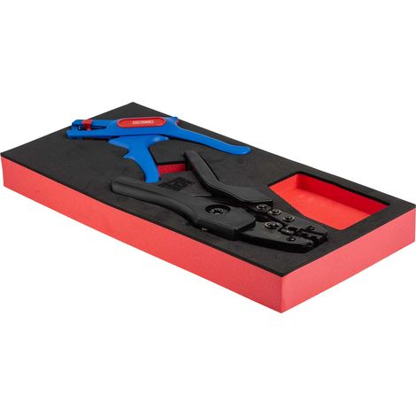 Rs Pro – Mallette à outils pour électriciens – Jeu de 2 pièces – Pince à dénuder et pince à sertir – Doublure en mousse pour protection (1/5)