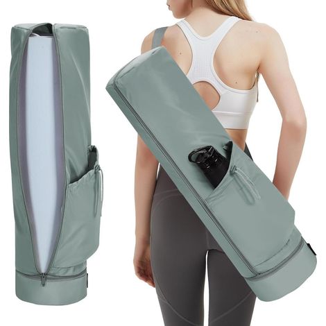 Yogatasche Damen Nassfach Flaschentasche Reißverschluss Schultergurt Yoga Grau (1/5)