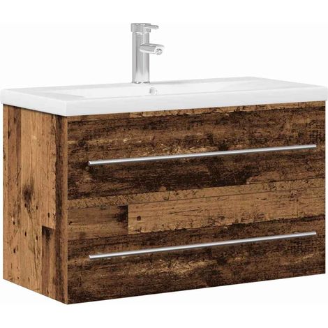Maison Exclusive - Waschbeckenschrank mit Schubladen Altholz 80 x