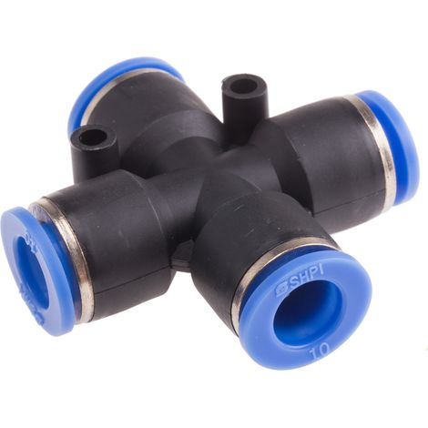 Adaptateur tube à tube croisé RS PRO vers Enfichable 10 mm Enfichable 10 mm ( Prix pour Paquet de 10 )