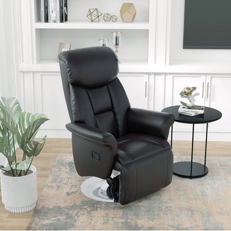 Sillón relax reclinable manual 360°, reposapiés, polipiel negro, 150 kg OKMYHOME (1/5)
