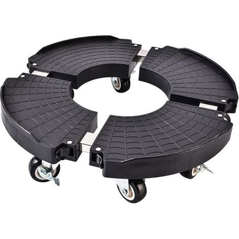 Fond de pot mobile, 8 roues, forte capacité portante, levage libre, antidérapant et absorption des chocs, matériau PP/acier inoxydable, noir (1/5)