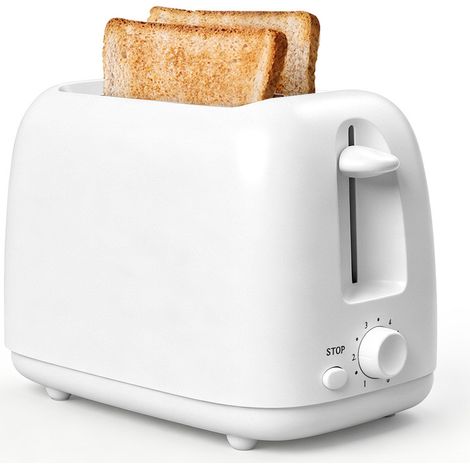 2-Scheiben-Toaster, Toaster mit 6 Braeunungsstufen fuer Bagels, Toast und Brot, unverzichtbar in der Kueche, weiss (1/5)