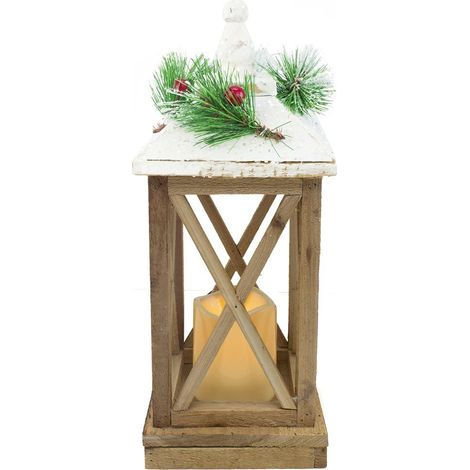 859762 Lampe de décoration de Noël en bois avec lumière Led et paillettes (1/5)