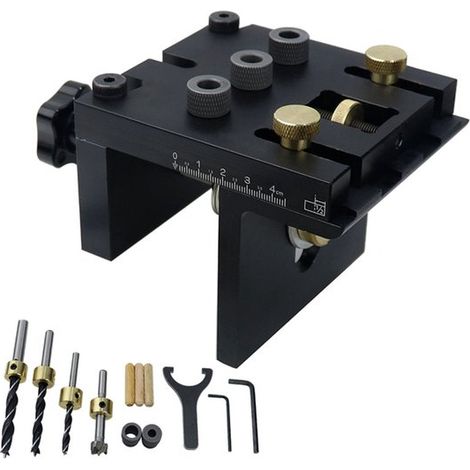 Kit de guía de perforación para madera 3 en 1: 6/8/10 mm, posicionador de agujeros para tornillos ocultos. (1/4)