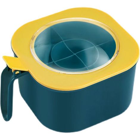 Gewürzdose mit Deckel und Löffel, 4 Fächer mit Griffen, Gewürzglas für die heimische Küche für Zucker, Salz und Pfeffer. (1/3)