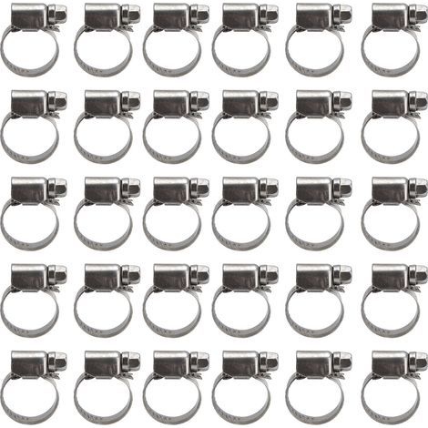 30 Pièces Colliers de Serrage Style Allemand Ajustables en Acier Inoxydable 304 pour Tuyaux de Carburant, Diamètre 11-20mm (1/5)