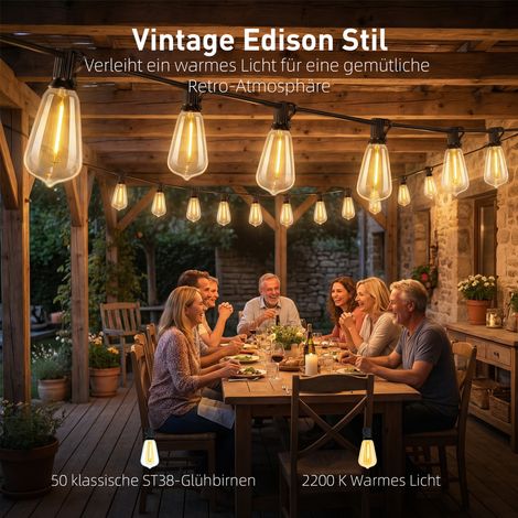 Guirlande lumineuse rideau 50 LED, 18 mètres, raccordable, étanche (IP44), décoration intérieure et extérieure (1/4)
