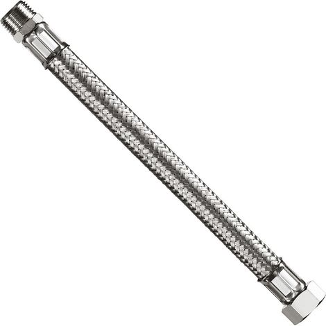 Attacco flessibile DN13 tipo gigante treccia acciaio inox AISI 304, maschio/femmina - Misura 1/2" x 1/2" L.20 cm 0095MF44020