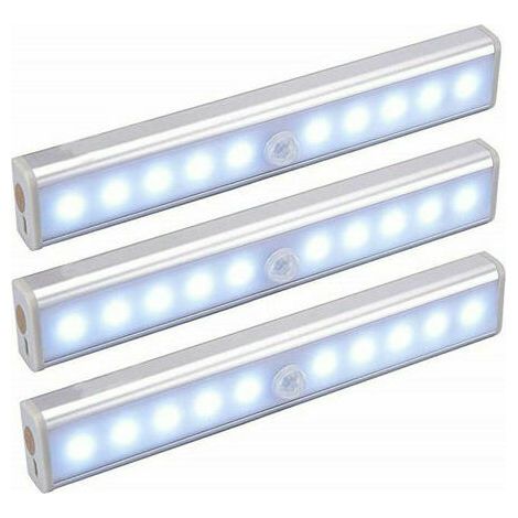 Tigrezy Set mit 3 LED-Lampen, kabellos, wiederaufladbar über USB, magnetisiert, Bewegungssensor, tragbar