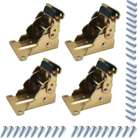 (Zinc-4Pcs) Lot de 4 supports pliables, charnières autobloquantes avec vis de verrouillage, rallonges pour pieds de table, pieds de lit, établi (1/5)