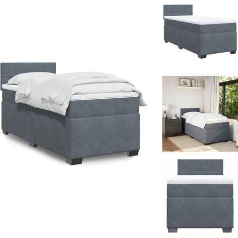 Boxspringbett mit Matratze Dunkelgrau 90x200 cm Samt - Boxspringbett - Boxspringbetten - Bett - Bett Mit Stauraum (1/5)