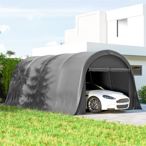 Carpa garaje tipo cochera de 3x6 m, resistente al invierno, impermeable, con paredes laterales desmontables, puerta enrollable grande, UPF50+. (1/5)