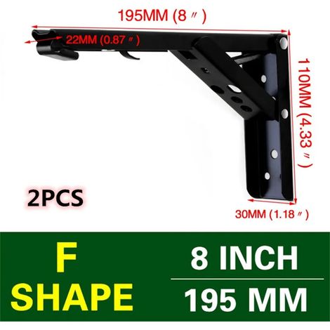 (Noir 2 pouces) 2 supports d'angle triangulaires pliables et réglables pour fixation murale, support pour banc, table, étagère, meubles, quincaillerie de support robuste (1/5)