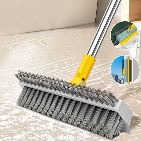 Brosse De Nettoyage À Long Manche - Poils Rigides - Pour Carrelage Salle De Bain Jointures Murs Et Toilettes - 1 Pièce (1/3)