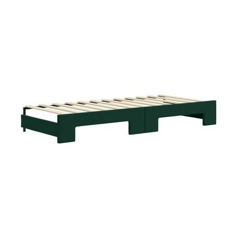 Banquette-lit à tiroirs, vert foncé, 80 × 200 cm, velours, velours doux et confortable, rangement pratique intégré, pour chambre, décor moderne, facile à assembler (1/5)